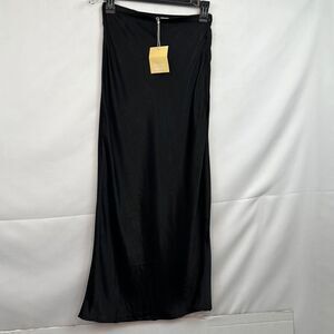 Charlie Holiday Black Satin Chelsea Skirt NWT